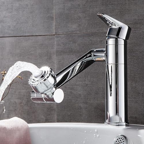 1080 ° schwenkbarer Wasserhahn-Luftsprudler für Küchenspüle, heißes und kaltes Wasserhahn, für Küche, Badezimmer, Messing, Wasserhahn, Bubbler mit zwei Wasserauslass-Modi (Chrom) von Oceanlend