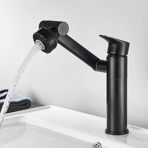 1080 ° schwenkbarer Wasserhahn-Luftsprudler für Küchenspüle, heißes und kaltes Wasserhahn, für Küche, Badezimmer, Messing, Wasserhahn, Bubbler mit zwei Wasserauslass-Modi (schwarz) von Oceanlend
