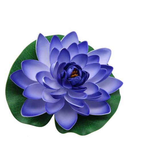 18 cm schwimmende Lotusblume für Aquarien und Teiche, dekorative künstliche Seerose (blau-lila) von Oceanlend