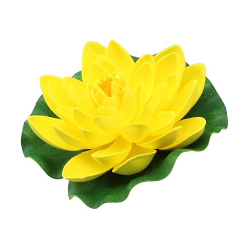 18 cm schwimmende Lotusblume für Aquarien und Teiche, dekorative künstliche Seerose (gelb) von Oceanlend