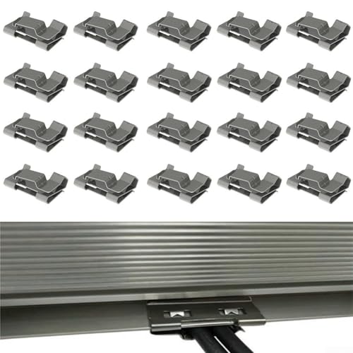 20/50 Stück Solarpanel-Kabel-Clips, 304 Edelstahl, verschleißfeste Photovoltaik-Kabelhalter, für elektrische Kabel-Management, silberfarben (20 Stück) von Oceanlend
