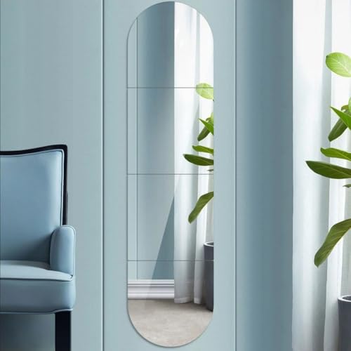 4 x Acryl-Wandspiegel-Aufkleber, perfekt für Schlafzimmer, Wohnzimmer und mehr, mit abgerundeten und quadratischen Designs (30 x 120 x 0,2 cm) von Oceanlend