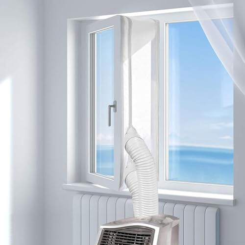 AC-Fensterdichtung, Klimaanlagen-Fensterdichtung mit Reißverschluss, Heißluft-Stop-Kit für tragbare Klimaanlage und Wäschetrockner, Luftaustauschschutz (400 cm) von Oceanlend
