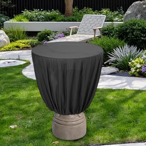 Abdeckung für Gartenbrunnen, wasserdicht, staubdicht, mit verstellbarem Kordelzug, für die meisten Vogeltränke und Gartenskulpturen (schwarz, 89 x 61 cm) von Oceanlend