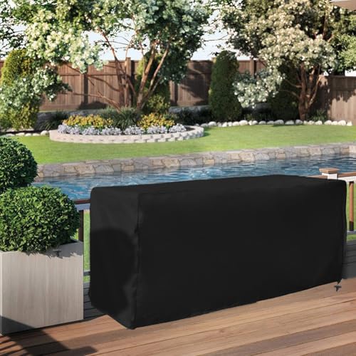 Abdeckung für Terrassendeckboxen, wasserdicht, staubdicht, Oxford-Gewebe, Outdoor-Aufbewahrungsbox mit verstellbarem Kordelzug und Belüftungsöffnungen, schwarz (158 x 76 x 71 cm) von Oceanlend