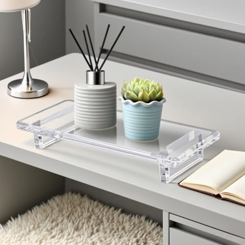 Acryl-Badezimmer-Tablett, transparentes Schminktablett, Seifenhalter, dekorative Schmuckschale für Erfume, Kosmetik, Seifenspender, Küchenspüle (einzeln geladen) von Oceanlend