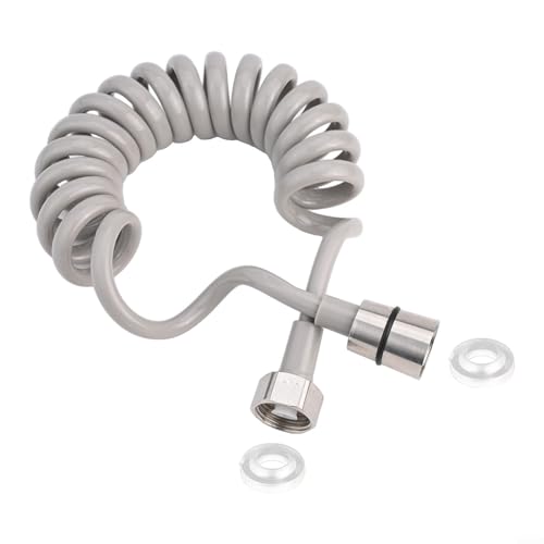 Ausziehbarer Brauseschlauch für Bidet und WC, 2 m Kupferkappe, Federschlauchzubehör, elastisch und funktional (grau) von Oceanlend