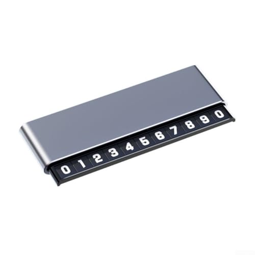 Auto-Kontakt-Kennzeichen für temporäre Parkplätze, für Armaturenbrett, Aluminiumlegierungsmaterial zur Anzeige der Telefonnummer des Besitzers (grau) von Oceanlend