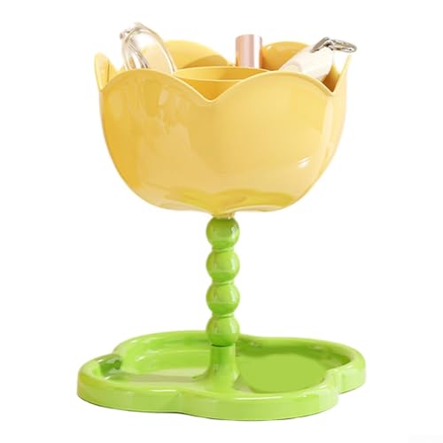 Blumenförmiges Aufbewahrungsregal mit zwei Ebenen und ABS-Material für die Organisation zu Hause (gelb) von Oceanlend