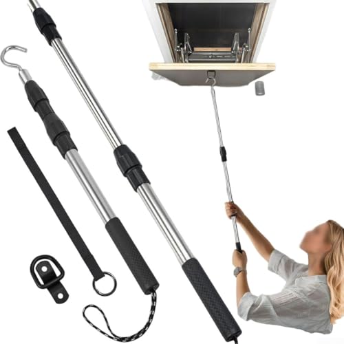 Dachbodenleiter Pull Down System Kit, Teleskop-Leiterstange mit Haken, Aluminiumlegierung Dachbodenleiter Pull-Down-Systeme, für Haus und Hotel Dachbodenleiter Pull Down System Kit, Teleskop-Leiterstange mit Haken, Aluminiumlegierung Dachbodenleiter Pull-Down-Systeme, für Haus und Hotel von Oceanlend