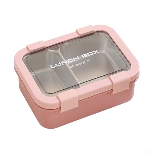 Edelstahl-Lunchbox mit zwei auslaufsicheren Fächern, mit sicheren seitlichen Riegeln und herausnehmbarem, spülmaschinenfestem Tablett für frisches und sauberes Mittagessen (Rosa) von Oceanlend