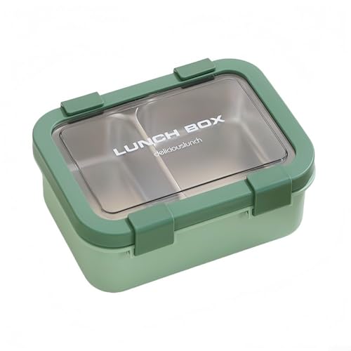 Edelstahl-Lunchbox mit zwei auslaufsicheren Fächern, mit sicheren seitlichen Riegeln und herausnehmbarem, spülmaschinenfestem Tablett für frisches und sauberes Mittagessen (grün) von Oceanlend