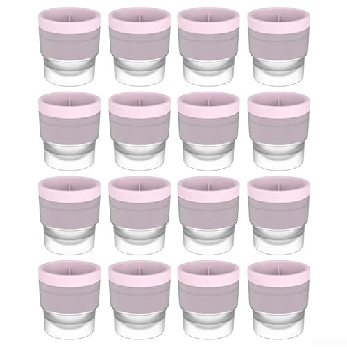 Eiswürfelform für Zuhause mit 16 Silikonformen, große runde Eiskugeln für Whisky und Cocktails, flexibles Material für mühelose Eisentfernung (rosa) von Oceanlend