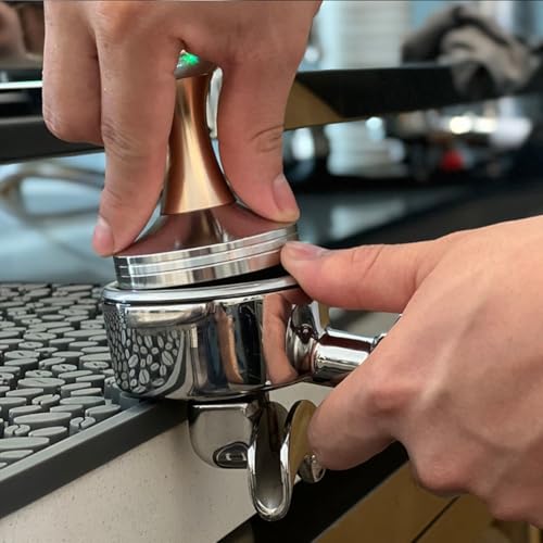 Ergonomischer 58 mm Kaffee-Tamper für gleichmäßiges Tamping und optimale Extraktion (B Silber) von Oceanlend
