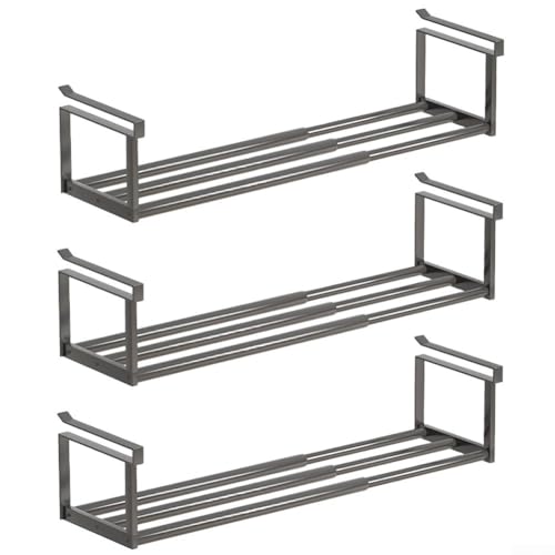 Erweiterbares Teleskopregal, vielseitiger Organizer für Schuhe, verwendet in Küchen, Schränken, Badezimmern, zur Aufbewahrung von Gegenständen von Schuhen bis Haushaltswaren (3 Stück schwarz) von Oceanlend