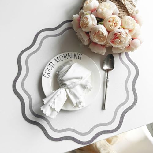 Esstischmatten aus robustem Leder, hitzebeständig und kratzfest, geeignet für gewerbliche und private Küchen, um Oberflächen während der Mahlzeiten zu schützen (grau) von Oceanlend