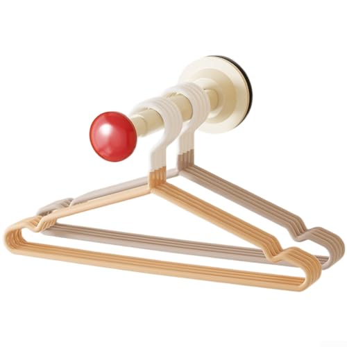 Faltbarer Wand-Kleiderbügel-Organizer mit Saugnapf-Installation und Teleskopstange, verstellbar von 12 cm bis 20 cm, für Badezimmer und Schrank (cremeweiß rot) von Oceanlend