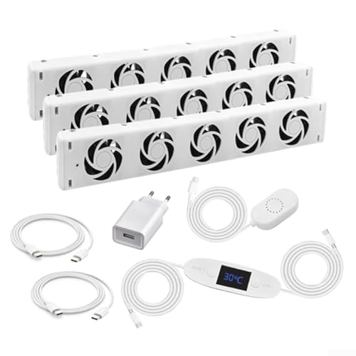Heizkörper Ventilator, Smartes Heizgebläse Heizung Ventilator, Intelligente 5 Fan Warmbelüfter Energieersparnis Reduzierter Lärm, Heizverstärker Für Unterheizungen Und Heizkörper (Trio set) von Oceanlend