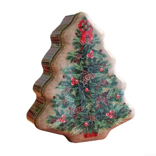 Holiday Treat Aufbewahrungsbox in Weihnachtsbaumform aus stabilem Eisenblech zum Organisieren von Süßigkeiten und Kleinigkeiten dekorative Verwendung (D) von Oceanlend