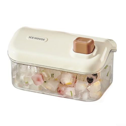 Kunststoff-Eis-Box mit Deckel mit Druckentriegelung, kompaktes stapelbares Design für Kühlschrank, geeignet für Cocktails und erfrischende Getränke (weiß) von Oceanlend