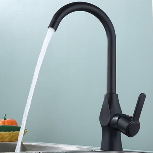 Moderne schwenkbare Waschbeckenarmatur für bequemes Mischen von heißem und kaltem Wasser (schwarz) von Oceanlend