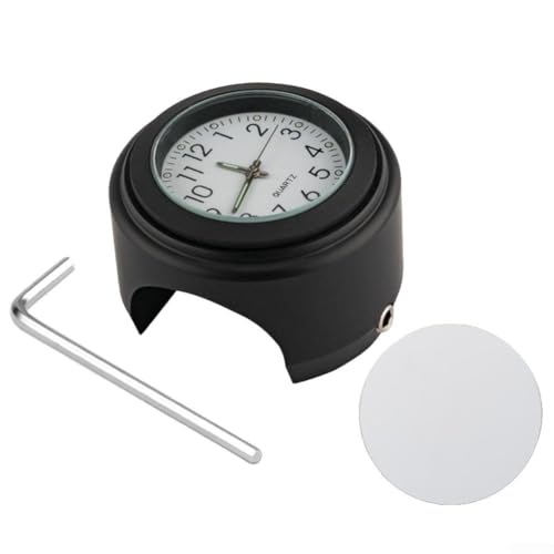 Motorrad-Lenkeruhr, Aluminiumlegierung, Motorraduhr, für die meisten Motorräder und Fahrräder, für 22 mm und 25,4 mm Lenker (schwarz-weißes Panel) von Oceanlend