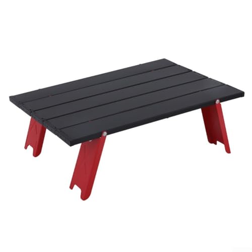 Oceanlend Klappbarer Strandtisch, tragbarer Campingtisch, Aluminium, kleiner Strand-Beistelltisch für Outdoor-Camping, Picknicks (rot und schwarz) von Oceanlend