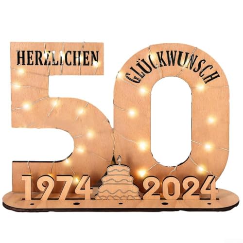 Personalisierbares Holzschild 2024 Geburtstag mit Gästebuch und dekorativem Aufsteller (50) von Oceanlend