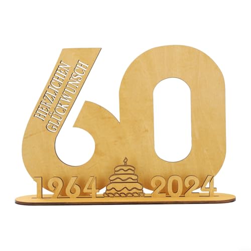 Personalisierbares Holzschild 2024 Geburtstag mit Gästebuch und dekorativem Aufsteller (60) von Oceanlend