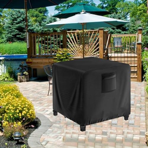 Quadratische Feuerschalen-Abdeckung, wasserdicht, staubdicht, Oxford-Gewebe, für den Außenbereich, Garten, Feuerschale, Herdabdeckung mit Schnallenriemen und Lüftungsschlitzen, 72 x 72 x 63,5 cm (210D von Oceanlend