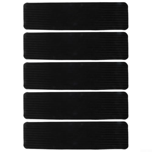 Rutschfeste Stufenmatten aus Massivholz mit Silikon-Rückseite für sicheren und bequemen Teppich-Treppenschutz (5 Stück, dunkelgrau) von Oceanlend