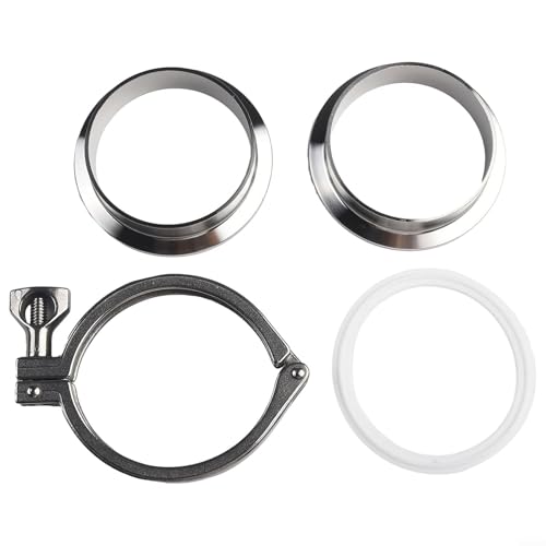 Sanitärrohr-Schweißhülse 102 mm mit Tri-Klemme und PTFE-Dichtung, Edelstahl 304, geeignet für pharmazeutische Flüssigkeitsleitungen (38 mm) von Oceanlend