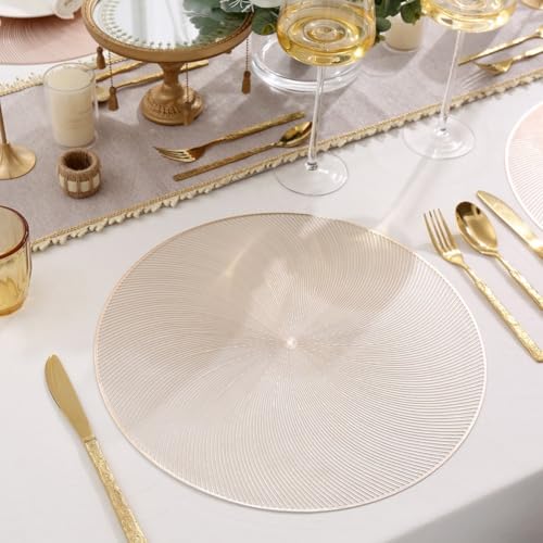 Sechs isolierte Essmatten, wasserdichte und öldichte Tischsets mit Spiralmuster, rutschfeste Unterseite aus PVC für Restaurant- und Hoteltische (Gold) von Oceanlend