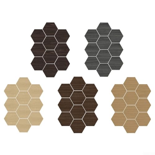Sechseckige Holzmaserung, Schaumstoff-Wandaufkleber, 10 Stück, wasserdichte und ölbeständige Fliesenaufkleber mit rutschfester Textur für Wanddekoration (D) von Oceanlend