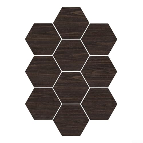 Sechseckige Holzmaserung, Schaumstoff-Wandaufkleber, 10 Stück, wasserdichte und ölbeständige Fliesenaufkleber mit rutschfester Textur für Wanddekoration (E) von Oceanlend