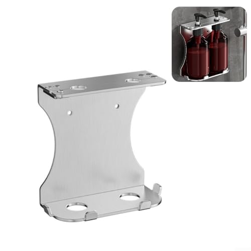 Seifenflaschenspenderhalter, Wand-Edelstahl-Seifenpumpenständer, Shampoo-Flaschen, Hängeregal für Küche, Badezimmer (2 Löcher) von Oceanlend