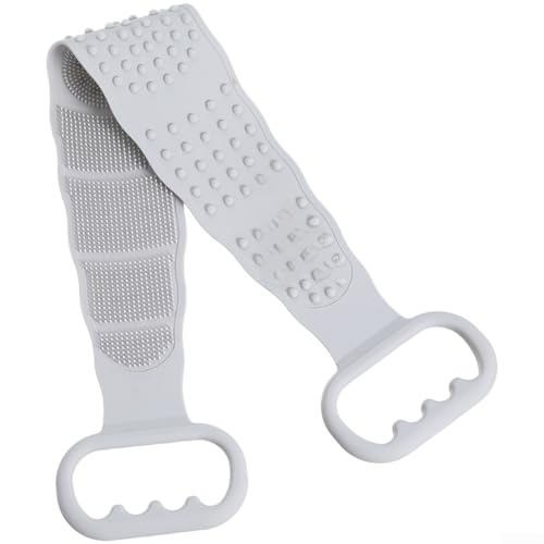 Silikon-Badeschrubber mit doppelseitigem Design mit weichen Borsten für effektives Körperpeeling und Massage, lange Länge, um schwierige Stellen leicht zu erreichen (grau) von Oceanlend