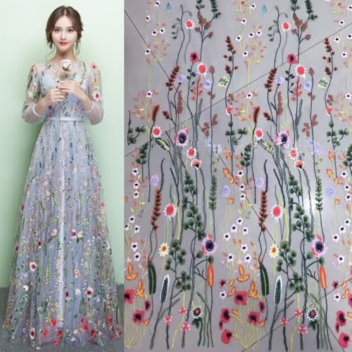 Stickerei Mesh Spitze Stoff für Hochzeit und Brautkleid Design Projekte (Grau) von Oceanlend