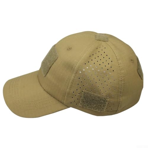 Sun protection quick dry sports hat with breathable mesh ventilation, adjustable buckle strap, and reinforced edges for fishing, hiking, and casual outdoor activities (Khaki) von Oceanlend