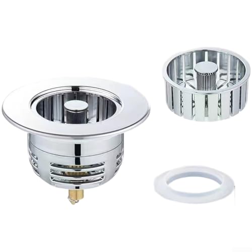 Waschbecken-Ablaufstopfen mit Edelstahl-Mehrloch-Filterkorb und ABS-Material mit Sprungfunktion und Geruchsverhinderungsdichtung, passend für Standard-Küchenabflüsse (A) von Oceanlend