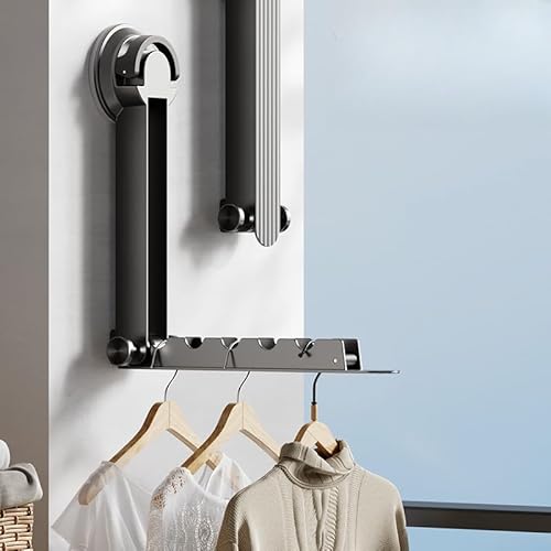 Zusammenklappbarer Wäscheständer mit Saugnapf, verstellbare Höhe, faltbarer Wäscheständer, kein Bohren, platzsparender Wäscheständer aus Aluminiumlegierung (grau) von Oceanlend