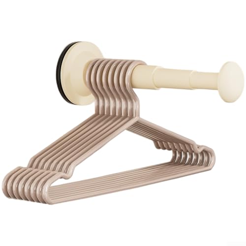 Zusammenklappbarer Wand-Kleiderbügel-Organizer mit Saugnapf-Installation und Teleskopstange, verstellbar von 12 cm bis 20 cm, für Badezimmer und Schrank, cremeweiß von Oceanlend