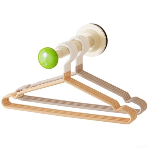 Zusammenklappbarer Wand-Kleiderbügel-Organizer mit Saugnapf-Installation und Teleskopstange, verstellbar von 12 cm bis 20 cm, für Badezimmer und Schrank (cremegrün) von Oceanlend