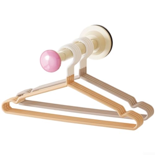 Zusammenklappbarer Wand-Kleiderbügel-Organizer mit Saugnapf-Installation und Teleskopstange, verstellbar von 12 cm bis 20 cm, für Badezimmer und Schrank (cremeweißes Pulver) von Oceanlend