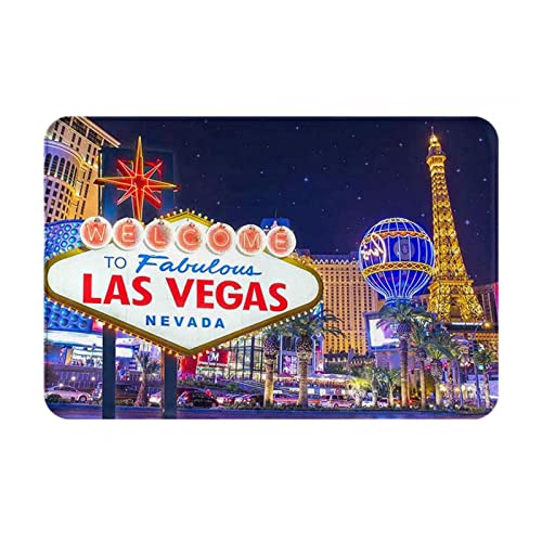 Las Vegas Night City Flanell-Bodenmatte, rutschfest, 40,6 x 61 cm, für den Innen- und Außenbereich von Ocelio