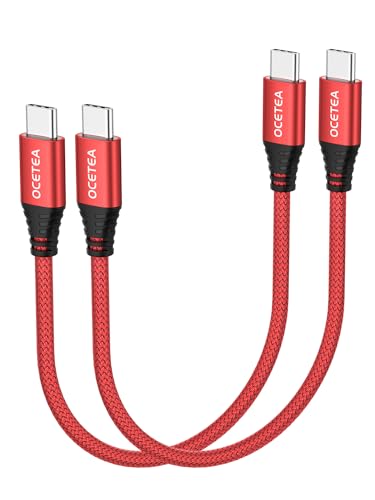 Ocetea USB C auf USB C Kabel Kurz [2Stück 0.3M], 60W USB C Ladekabel 20V/3A USB C PD Schnellladekabel Kompatibel mit iPhone 15/15 Pro/15 Pro Max, MacBook Pro Air, iPad Pro Air, Galaxy S23 S22, Pixel von Ocetea