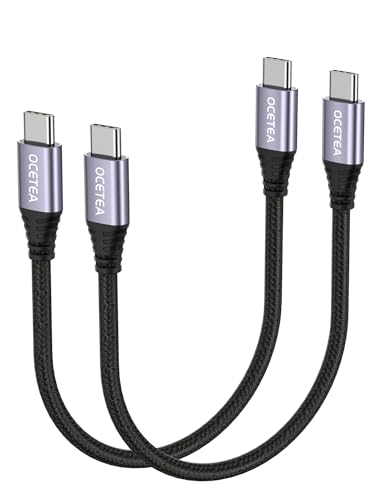 Ocetea USB C auf USB C Kabel Kurz [2Stück 0.3M], 60W USB C Ladekabel 20V/3A USB C PD Schnellladekabel Kompatibel mit iPhone 16 15 Pro Max, MacBook Pro Air, iPad Pro Air, Galaxy S24 S23, Pixel von Ocetea