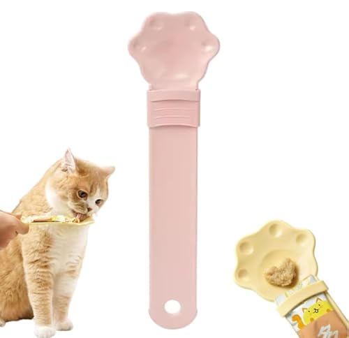 Katzen-Strip-Futterspender, Cat Strip Happy Spoon, Cat Wet Treat Squeeze Treat-Löffel, multifunktionale Haustierlöffel, Katzen-Futterspender, Pet Feeder Cat Strip Squeeze-Löffel (Rosa) von Ocilenya