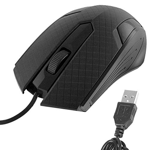OcioDual Gaming Maus 1200 DPI Optisch Kabel 3 Tasten USB Ergonomic Gamer Mouse Schwarz von OcioDual