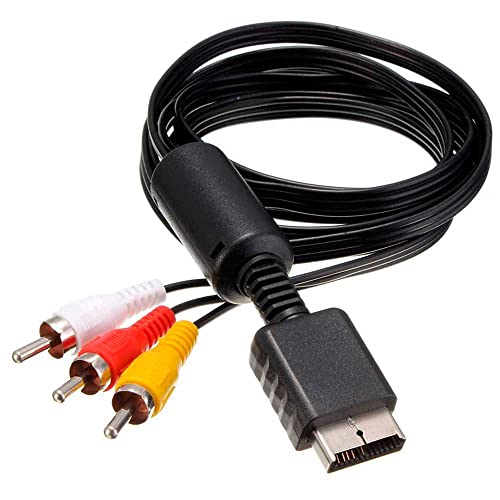 OcioDual TV AV Audio Video 3 Cinch Kabel 1.8 m Kompatibel mit PS1 PSX PS2 PS3 Schwarz RCA Replacement Analog Composite Cable von OcioDual